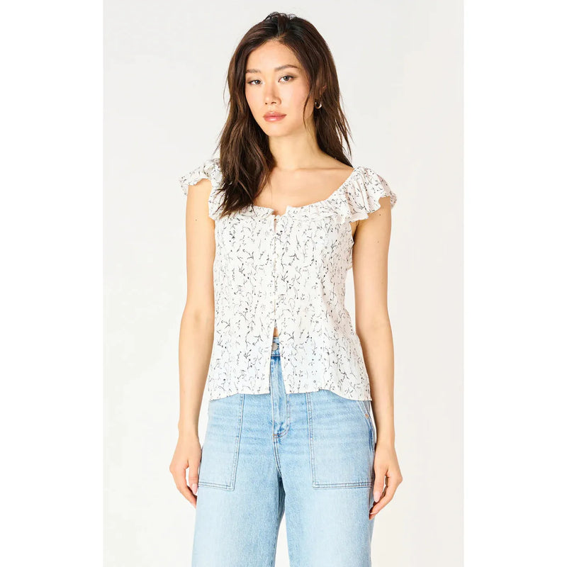 Ruffle Sleeve Slit Hem Top