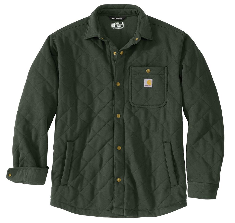 .M Rain Defender Loose Fit Heavyweight Quilted Snap Front Shirt Jacket - 107270