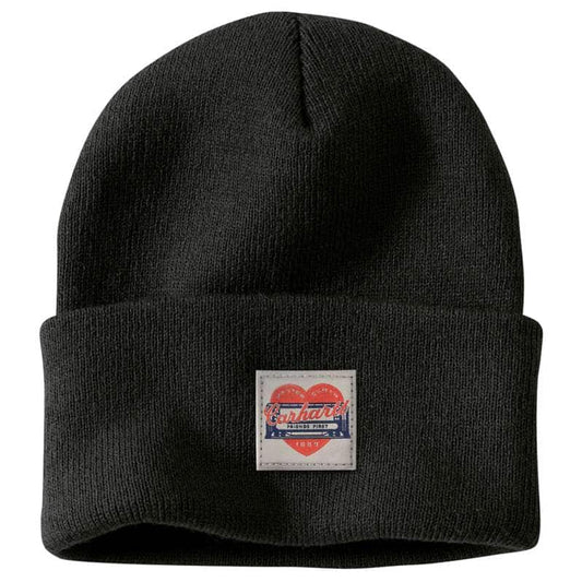 W Knit Heart Patch Beanie - 107409