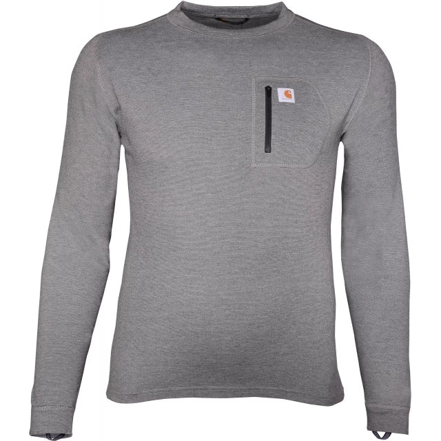.Force HW Heathered Knit Base Layer Crewneck Pocket Top