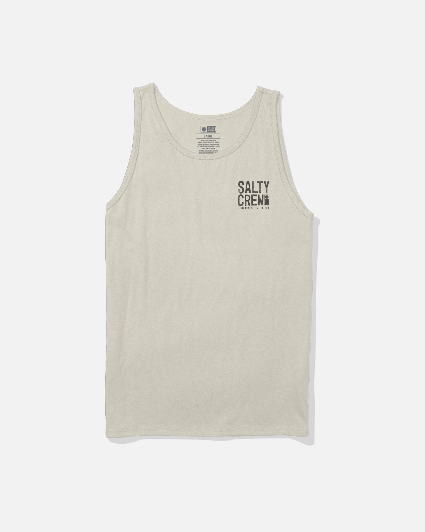 Salty Crew Tried and True Tank in bone color with logo print
