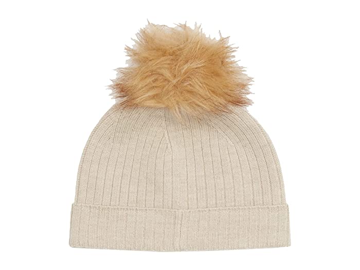 .Wool Faux Fur Pom Beanie