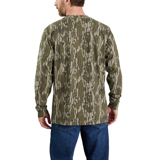 M Loose Fit Heavy Weight LS Camo Logo Graphic T-Shirt - 105483