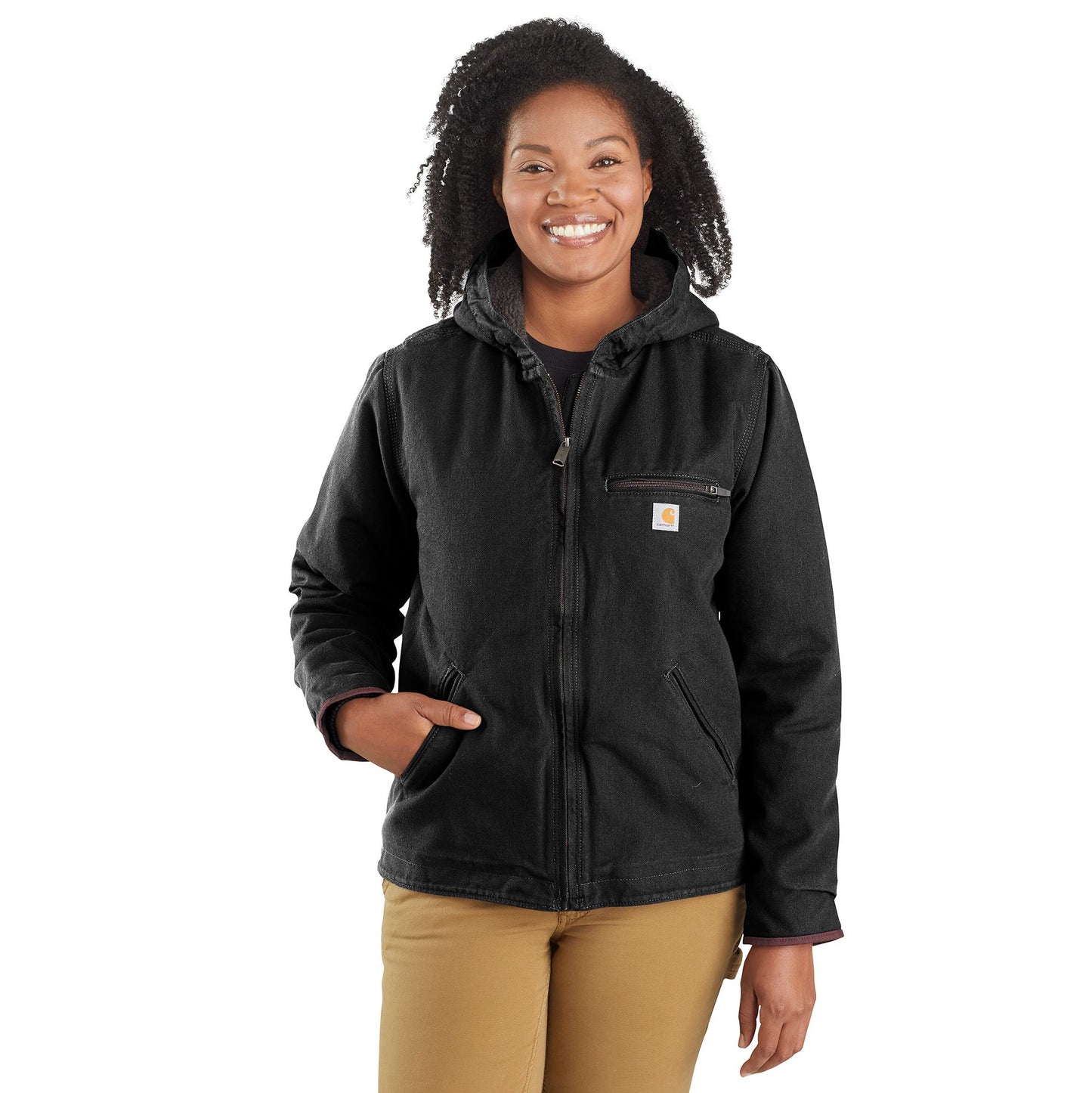 W Loose Fit Washed Duck Sherpa Lined Jacket
