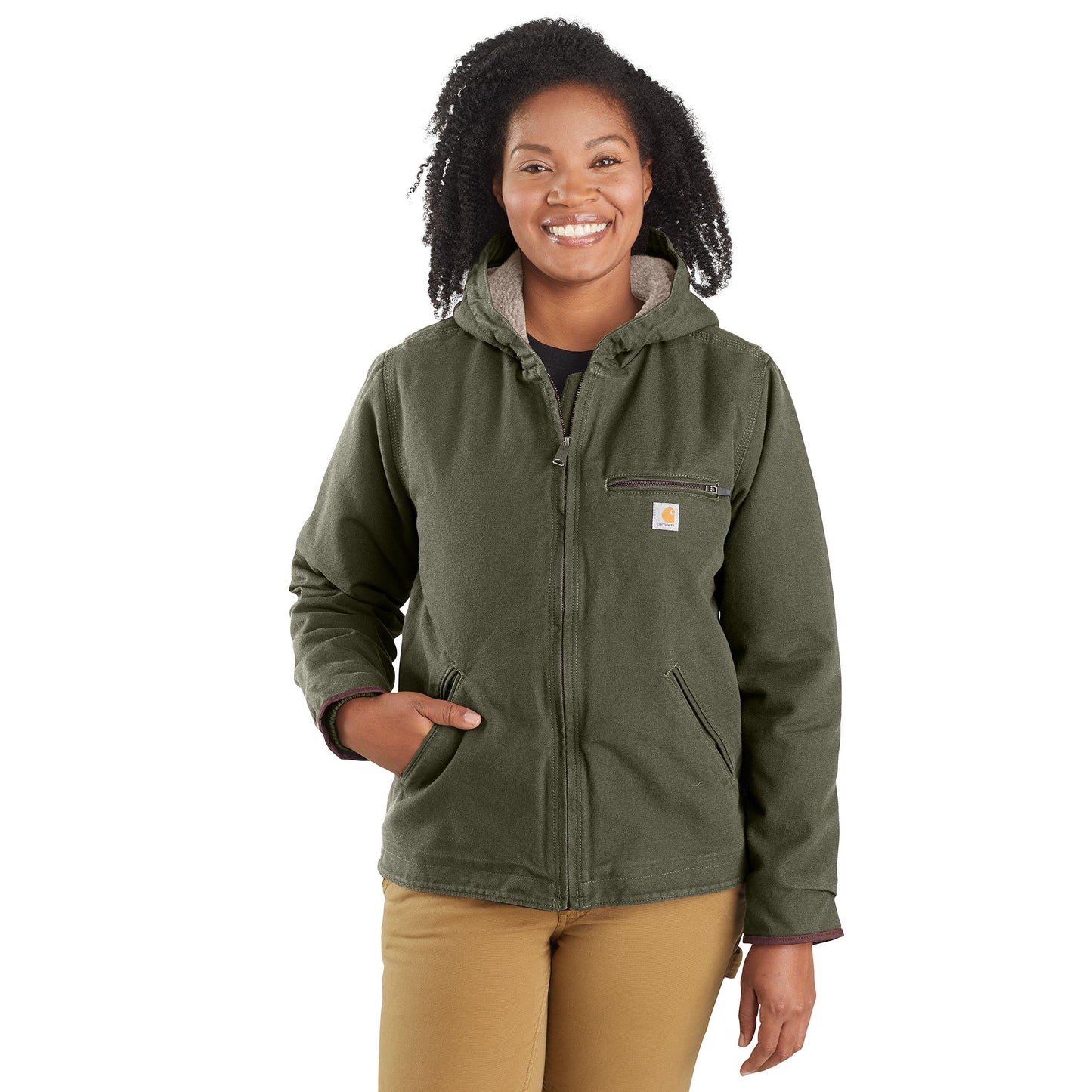 W Loose Fit Washed Duck Sherpa Lined Jacket