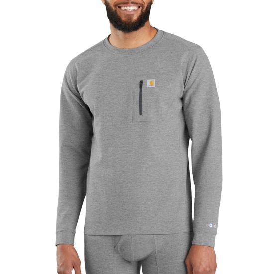 .Force HW Heathered Knit Base Layer Crewneck Pocket Top