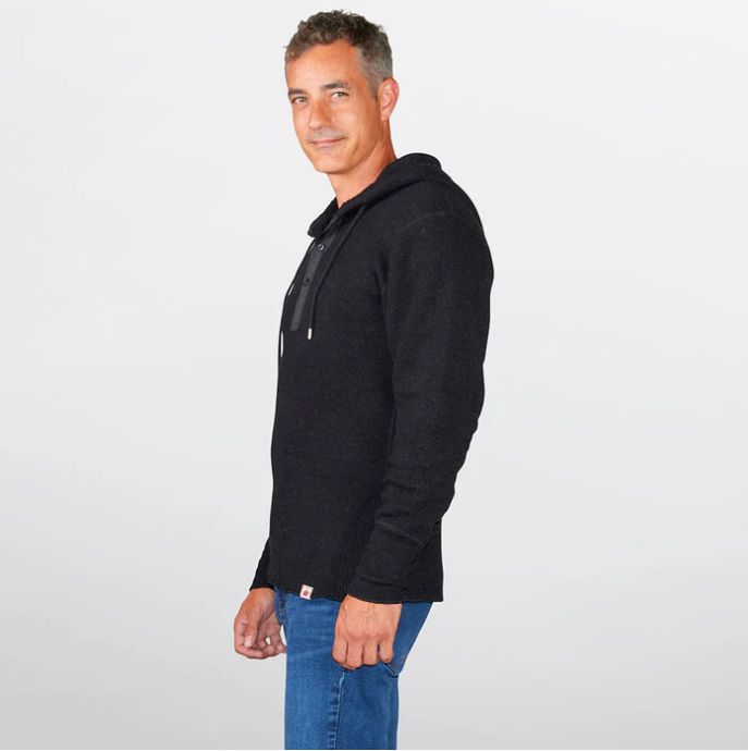 1329 - M Heavy Weight Wool Henley with Hood
