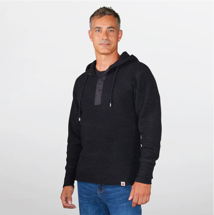 1329 - M Heavy Weight Wool Henley with Hood