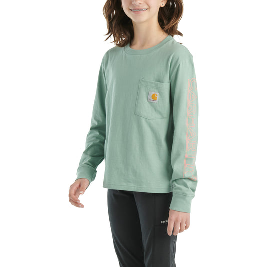 Girls Long-Sleeve Graphic Pocket T-Shirt
