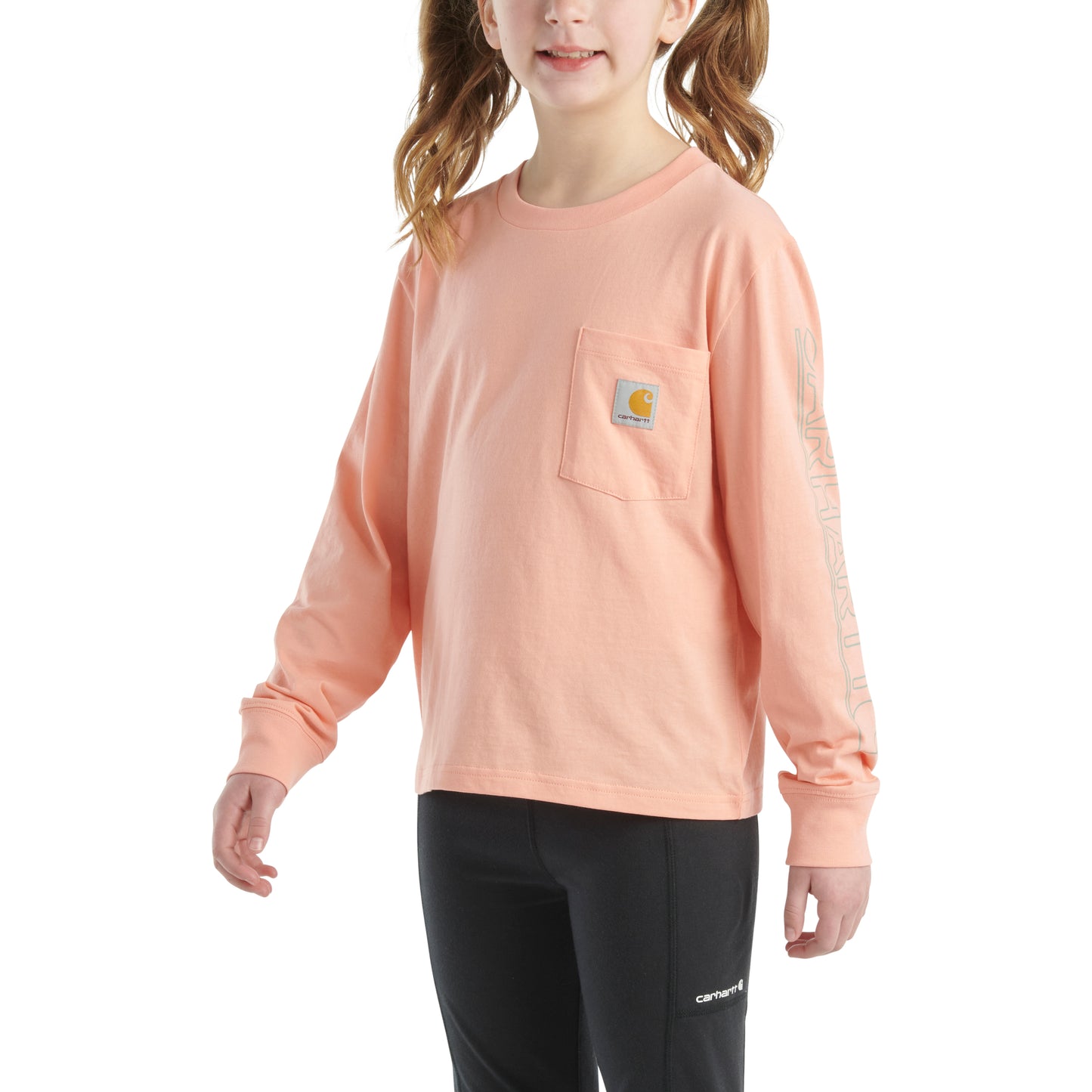 .Girls Long-Sleeve Graphic Pocket T-Shirt