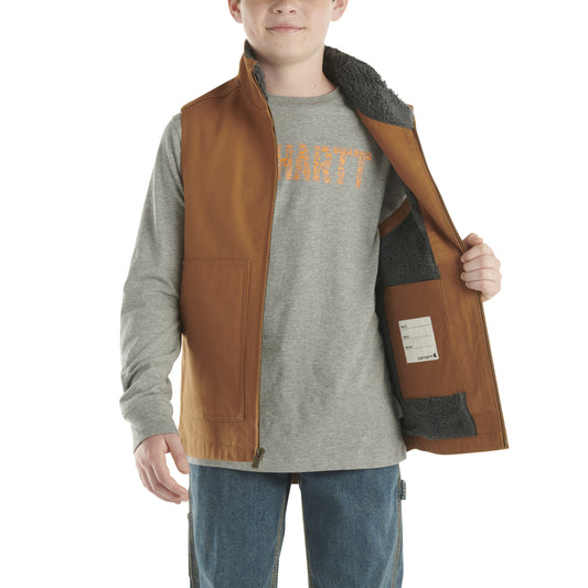 Canvas Sherpa Lined Vest - Boys Grey Sherpa