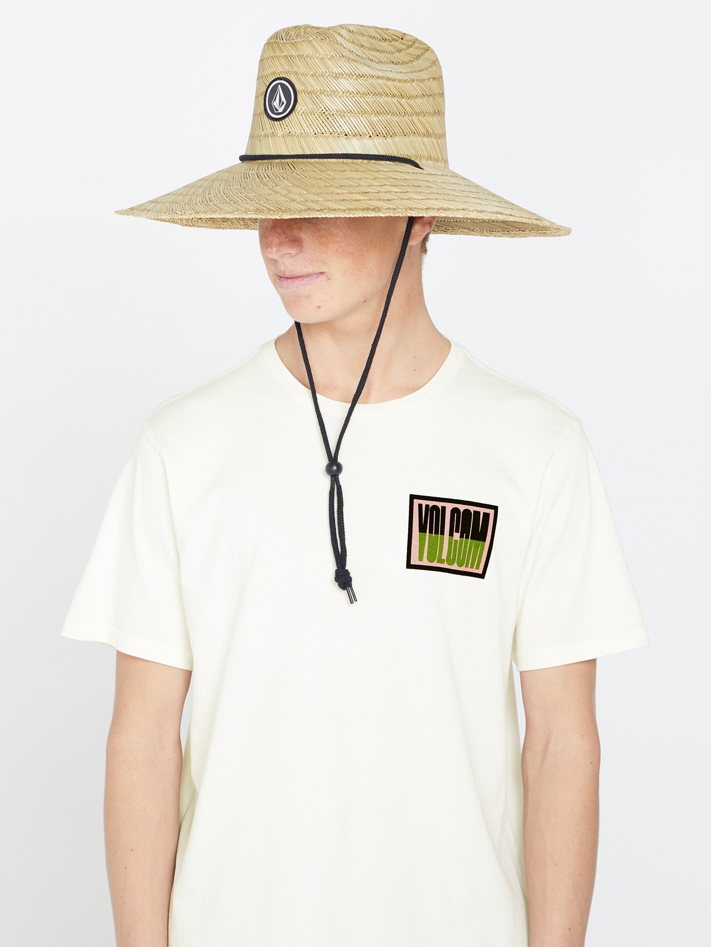 Volcom Quarter Straw Hat in natural color worn by male model