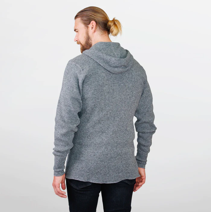 1329 - M Heavy Weight Wool Henley with Hood