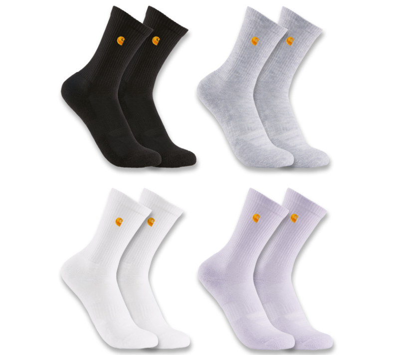 Junior - Midweight Embroidered Crew Sock 4 Pack