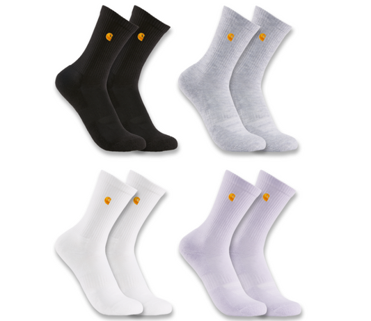 Junior - Midweight Embroidered Crew Sock 4 Pack