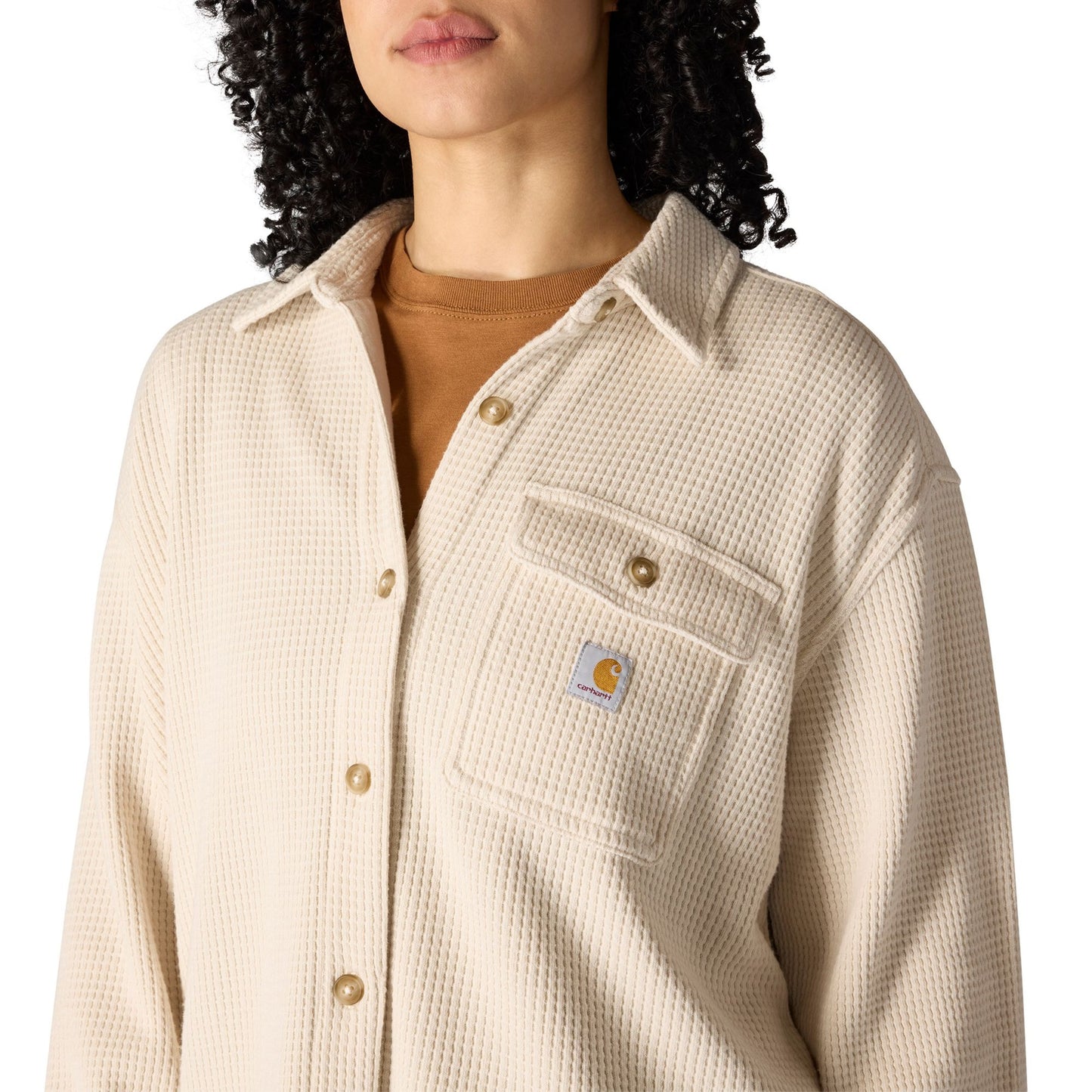 W Oversized Heavyweight Waffle Knit Shirt - 107134