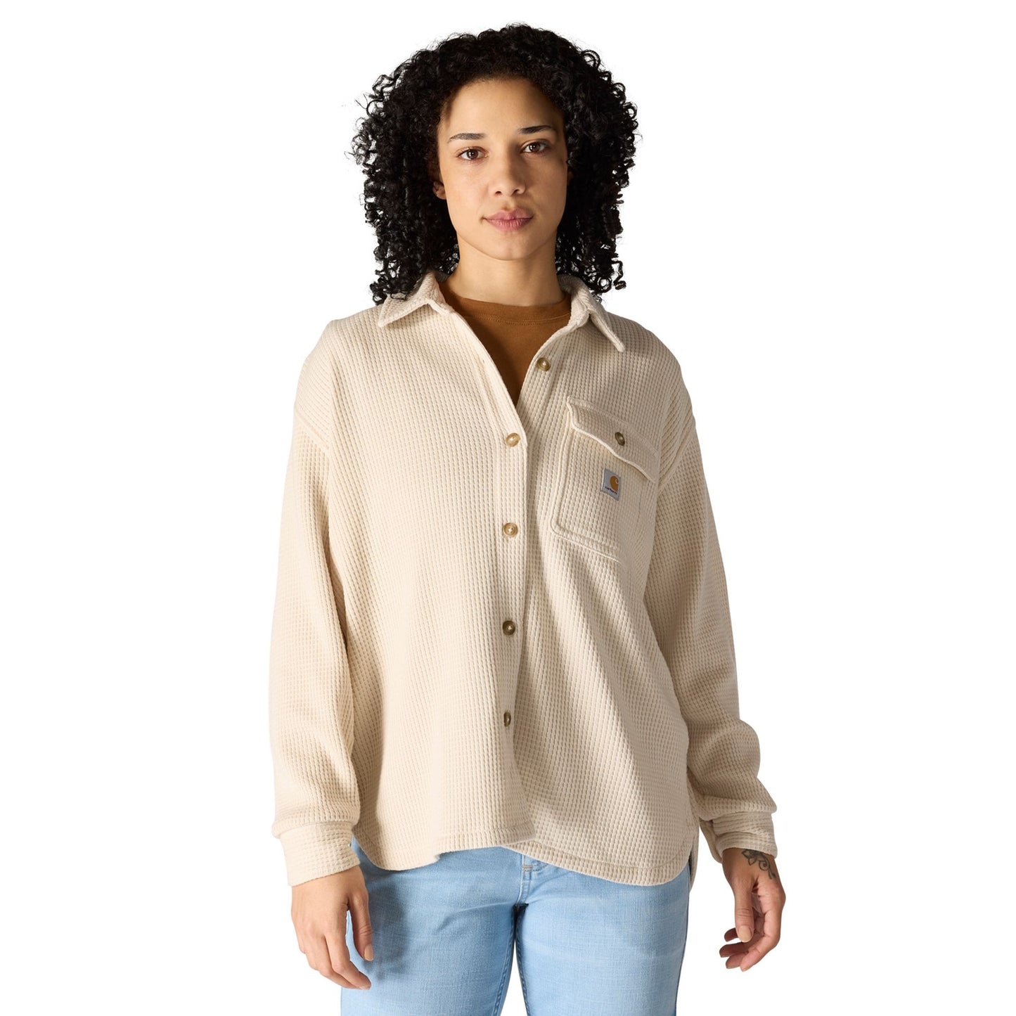 W Oversized Heavyweight Waffle Knit Shirt - 107134