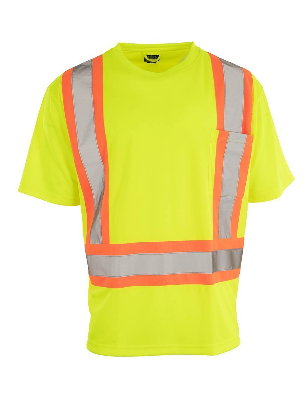 Hi Vis Crew Neck Short Sleeve Safety Tee Shirt with Chest Pocket
