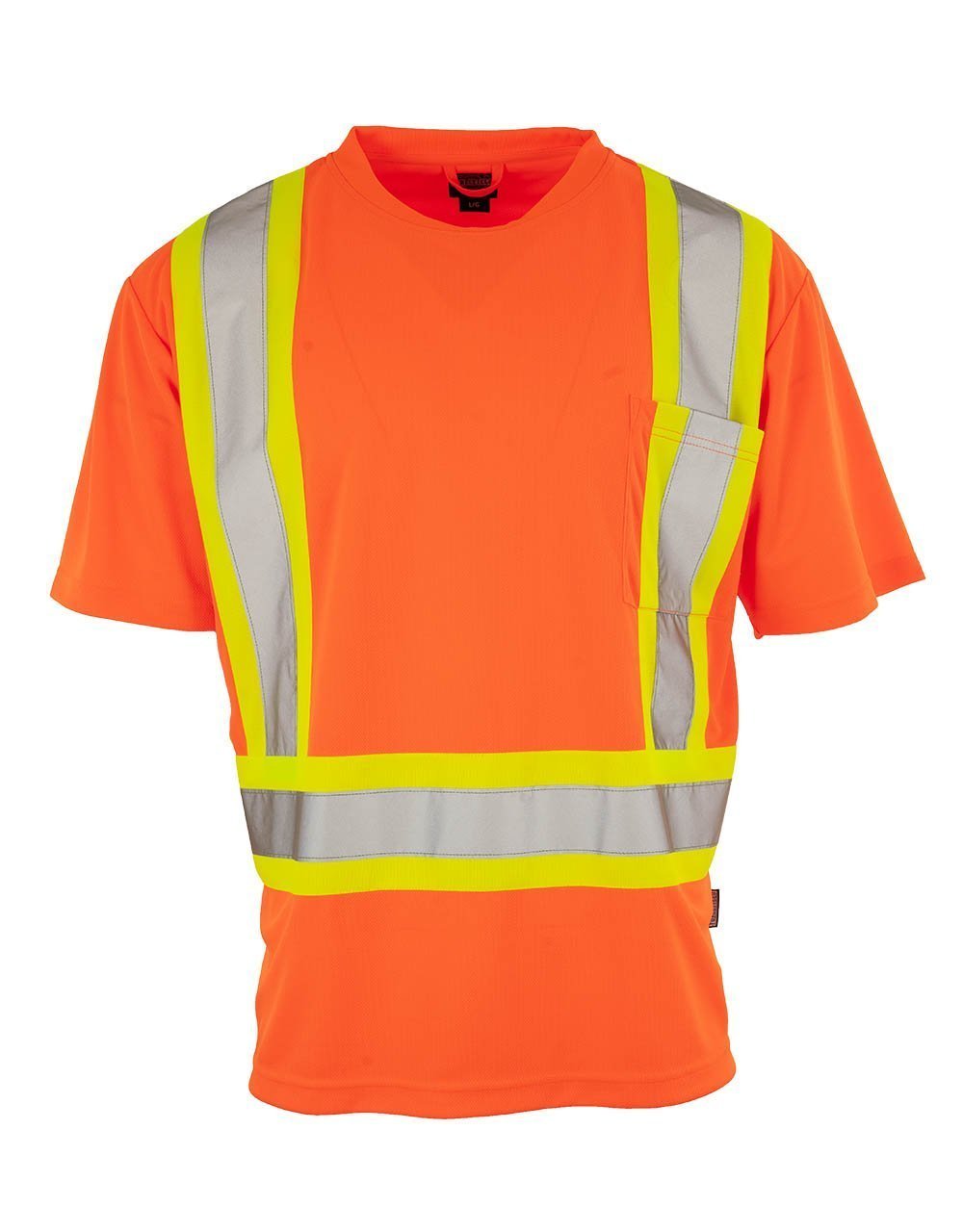 Hi Vis Crew Neck Short Sleeve Safety Tee Shirt with Chest Pocket