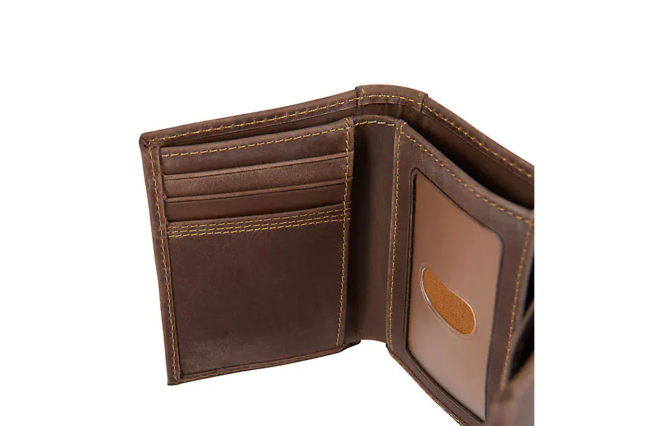 Leather Triple-Stitched Trifold Wallet