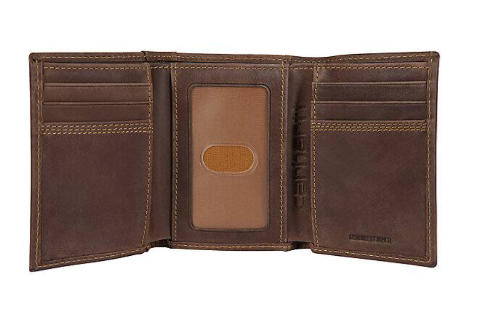 Leather Triple-Stitched Trifold Wallet