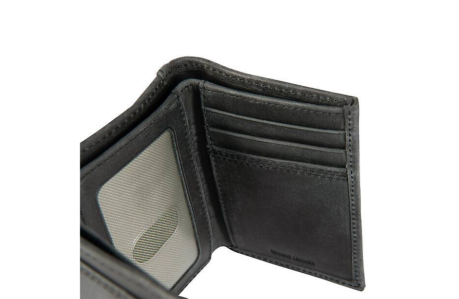 Leather Triple-Stitched Trifold Wallet