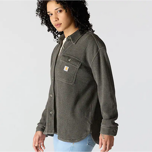 W Oversized Heavyweight Waffle Knit Shirt - 107134