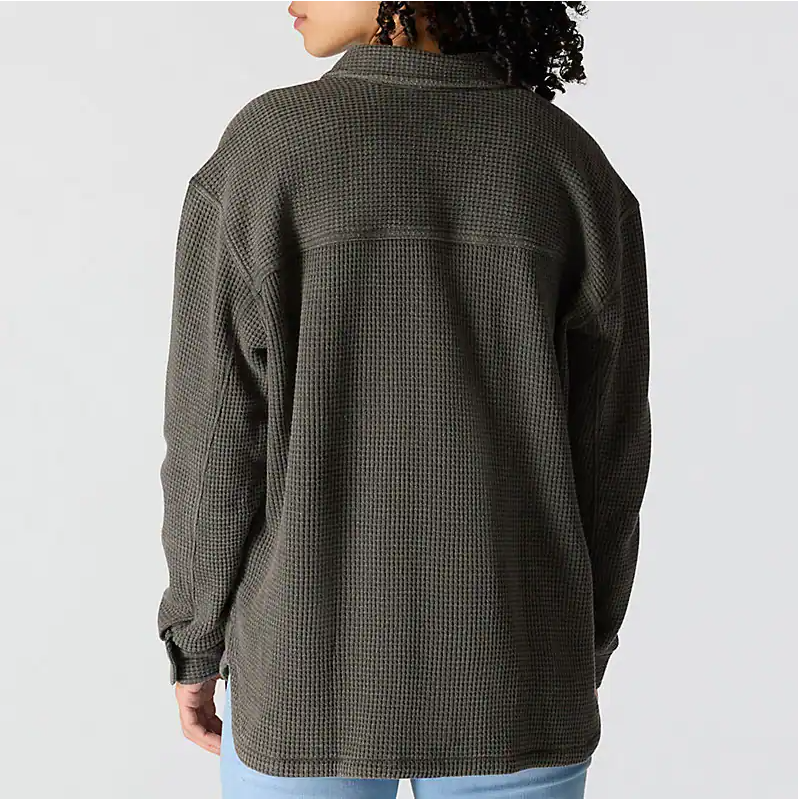 W Oversized Heavyweight Waffle Knit Shirt - 107134