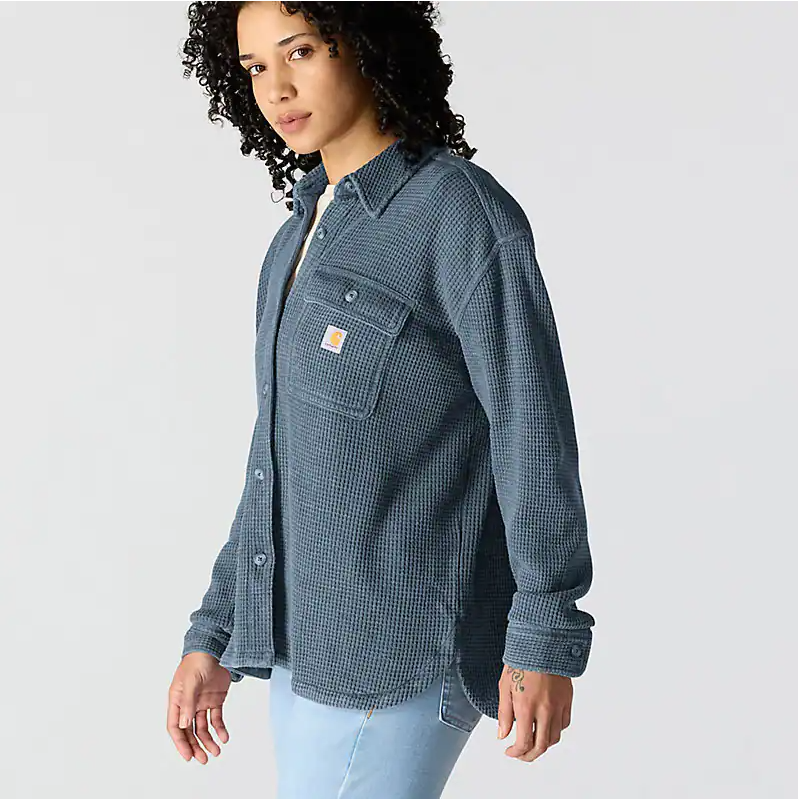 W Oversized Heavyweight Waffle Knit Shirt - 107134