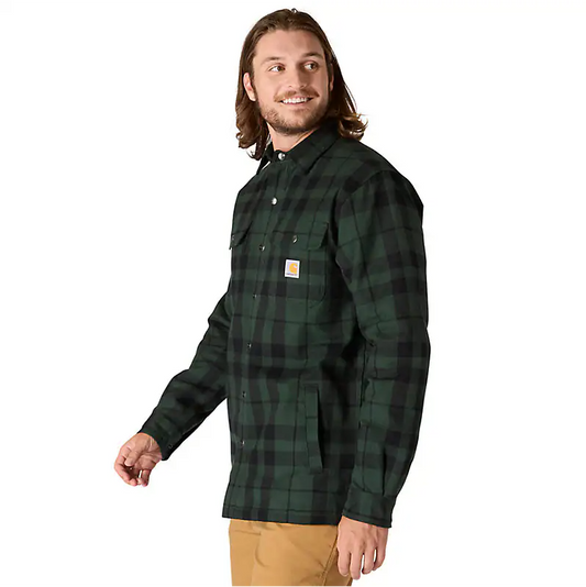 M Relaxed Fit Flannel Sherpa Lined Shirt Jacket - 107017