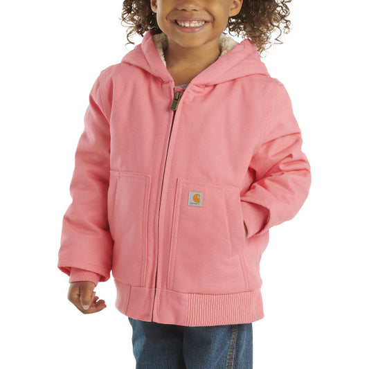Girls Zip Front Canvas Insulated Hooded Active Jacket - Infant/Toddler