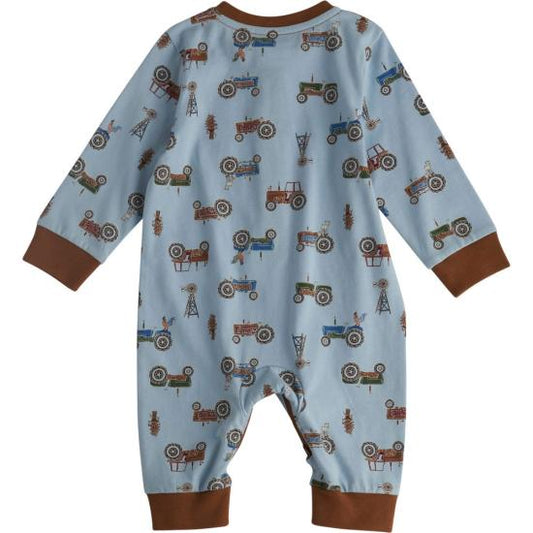 Long-Sleeve Tractor Print Coverall