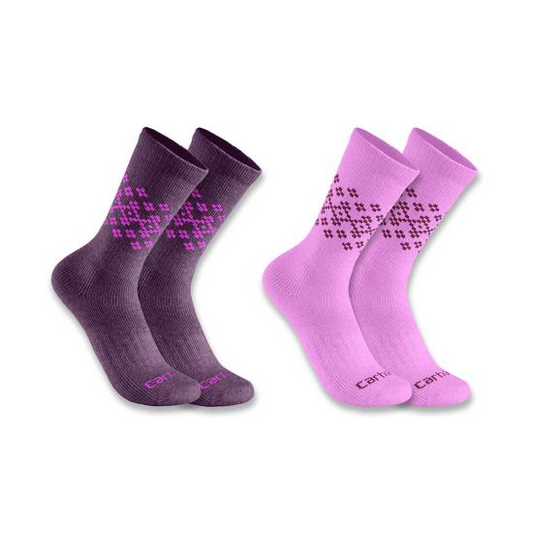 Womens - Midweight Synthetic Wool Blend Fairisle Crew Sock 2 Pack