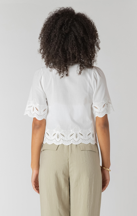 Eyelet Trim Blouse