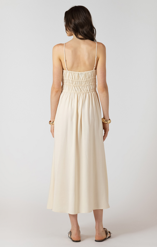 Elastic Waist Midi Dress