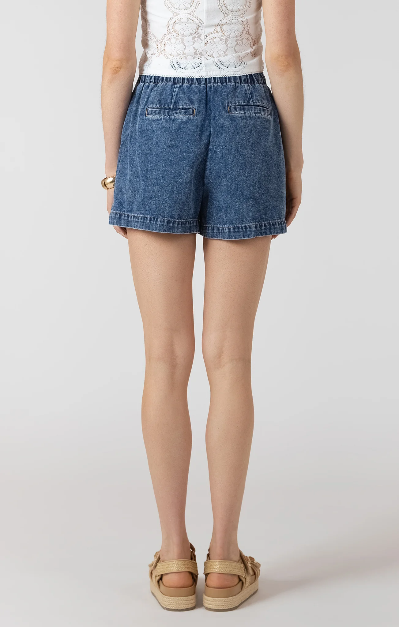 Drawstring Denim Shorts