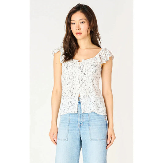 Ruffle Sleeve Slit Hem Top