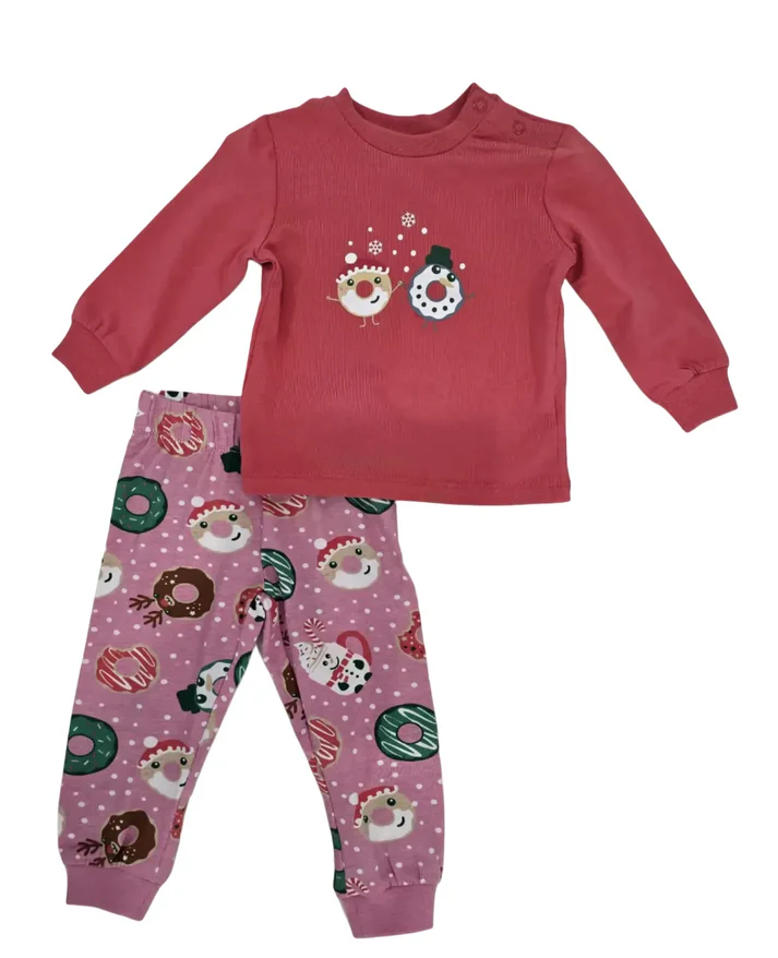 Set 2 Piece T-Shirt Long Sleeve and Pant Cotton Spandex - Holiday Treats