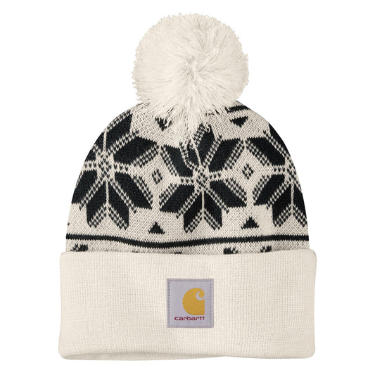 W Knit Pom Jacquard Beanie