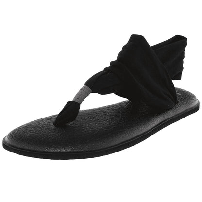 Sanuk W Yoga Sling 2 black sandal with fabric ankle strap and flip-flop sole