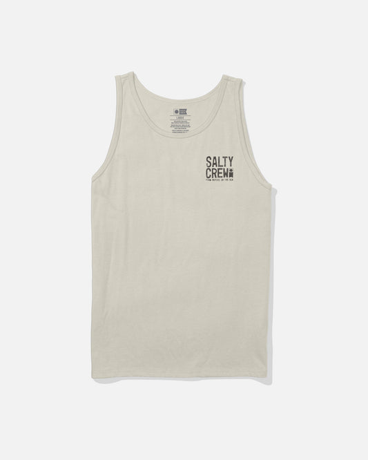 Salty Crew Tried and True Tank in bone color with logo print