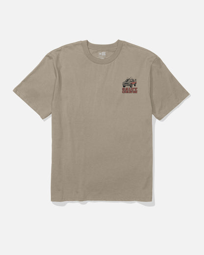 Salty Crew Truck Stop Classic Tee in sage green with truck graphic