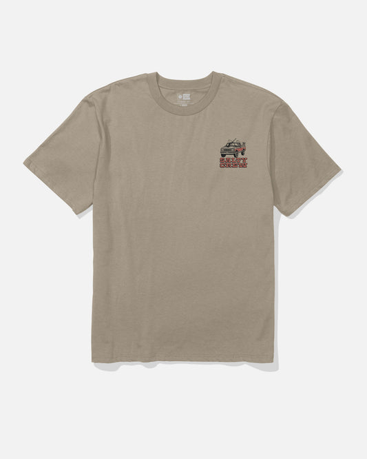 Salty Crew Truck Stop Classic Tee in sage green with truck graphic