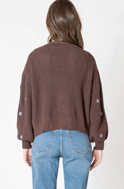 Embroidered Open Cardigan