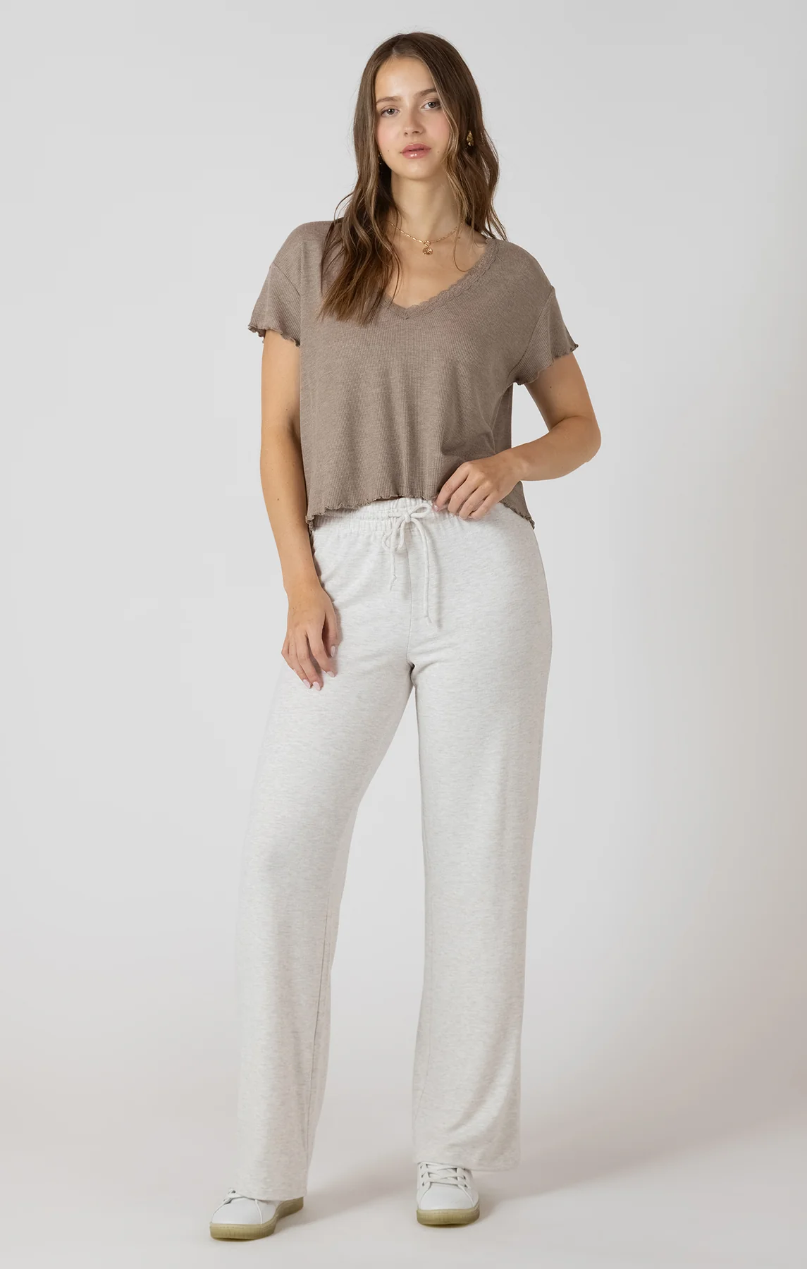 Lace Trim Waffle Top
