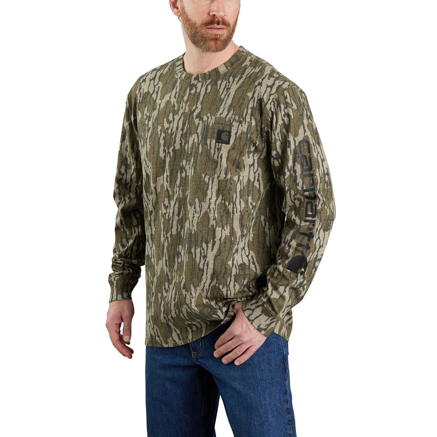 M Loose Fit Heavy Weight LS Camo Logo Graphic T-Shirt - 105483