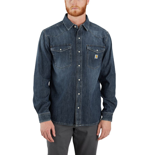M Montana Relaxed Fit Midweight Denim Long-Sleeve Snap Front Shirt - 106429