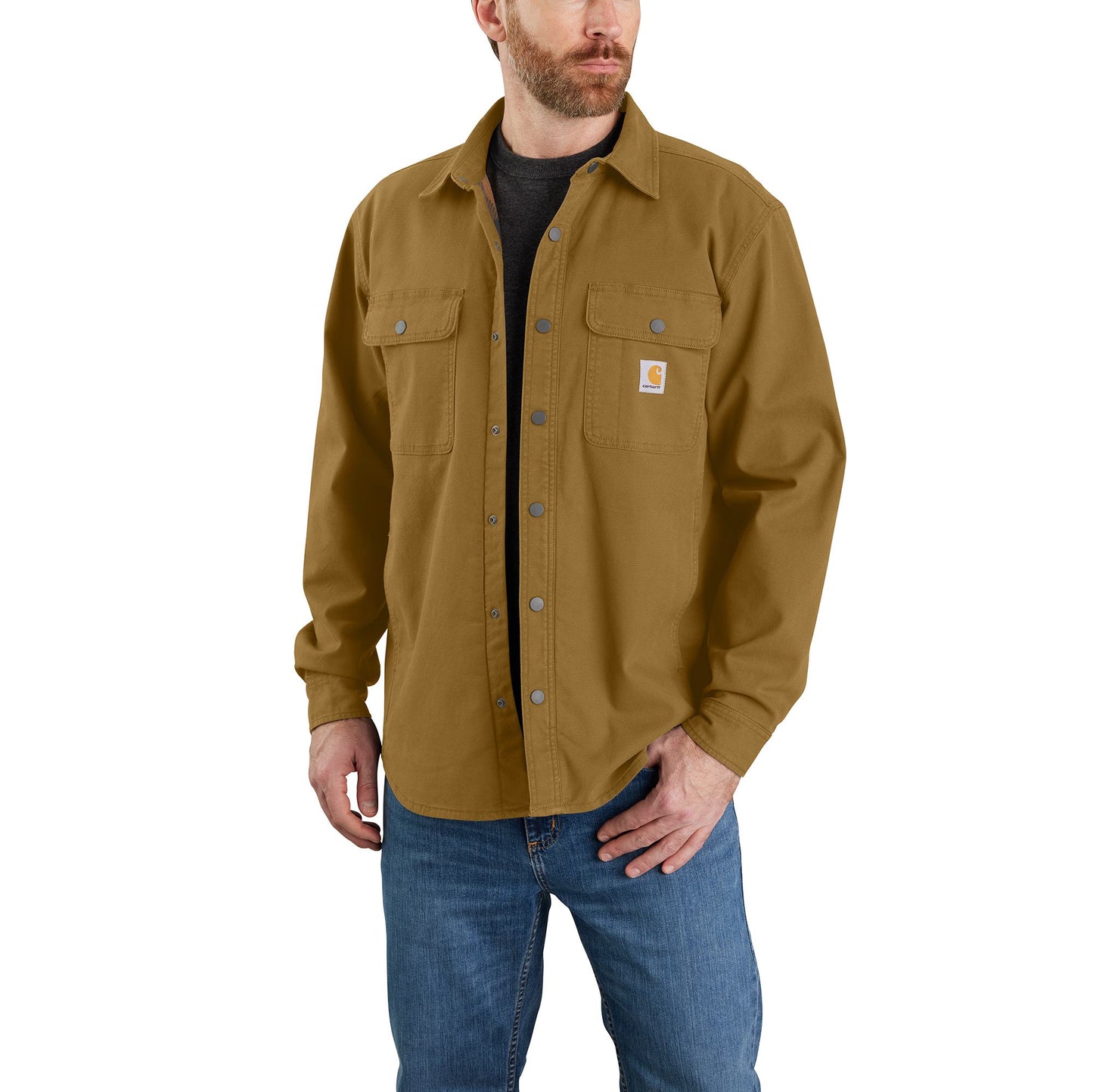 M RF Relaxed Fit Canvas Fleece Lined Shirt Jacket