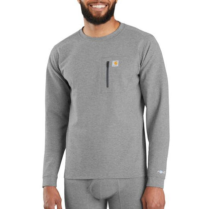 .Force HW Heathered Knit Base Layer Crewneck Pocket Top