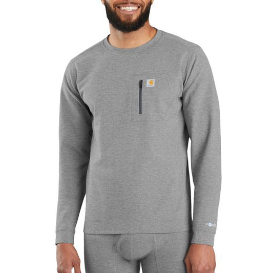 .Force HW Heathered Knit Base Layer Crewneck Pocket Top